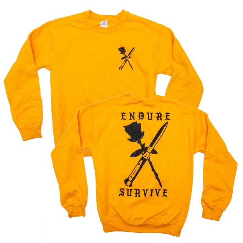 endure survive rose and switchblade crewneck sweatshirt sweatshirt 655678