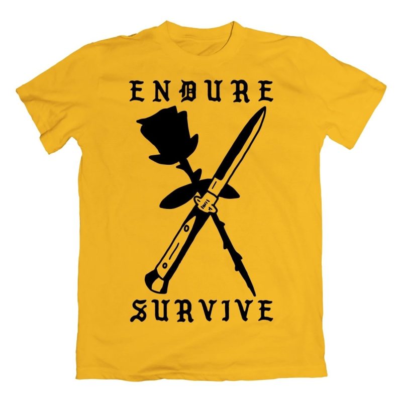 endure survive rose and switchblade t shirt t shirt 653378