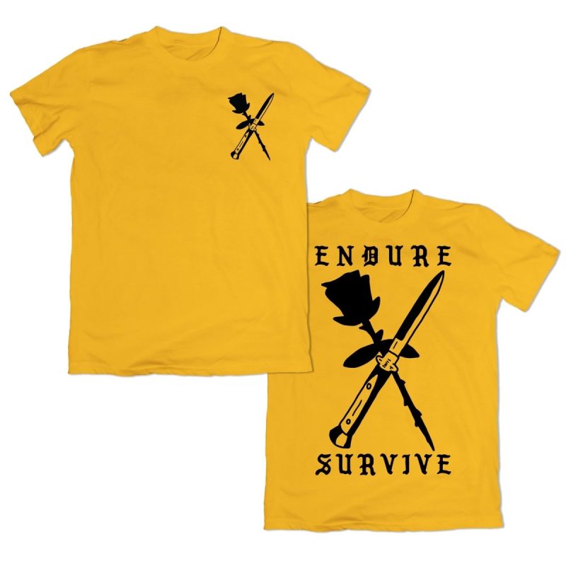 endure survive rose and switchblade t shirt t shirt 685542