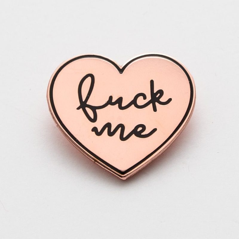 fuck me pin rose gold and black enamel pin 418852