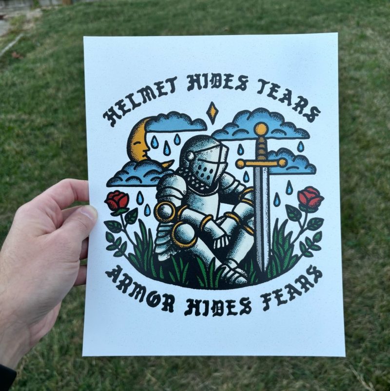 helmet hides tears armor hides fears print 2 sizes available print 126965