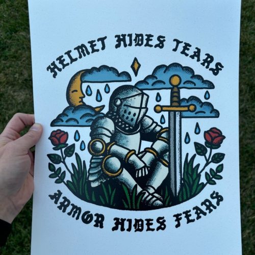 helmet hides tears armor hides fears print 2 sizes available print 804965