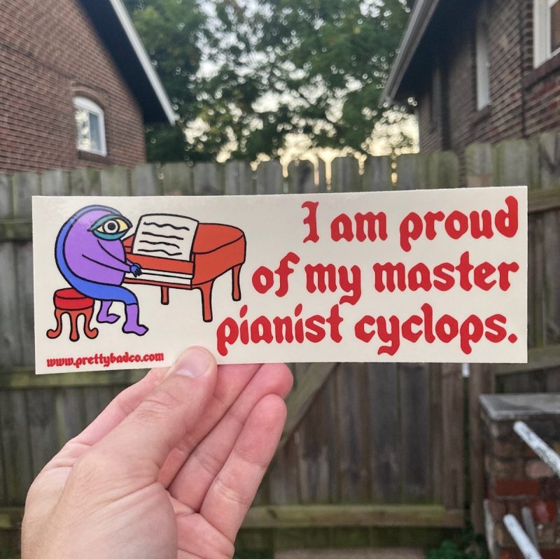 i am proud of my master pianist cyclops bumper sticker sticker 866679