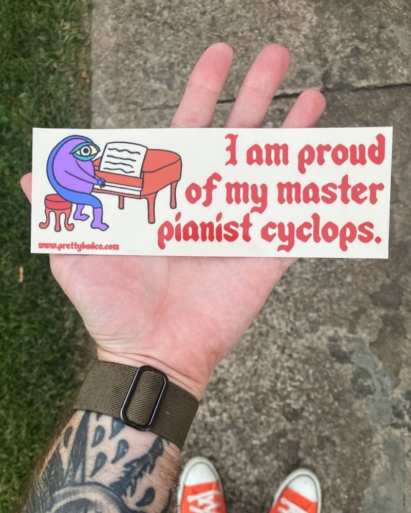 i am proud of my master pianist cyclops bumper sticker sticker 949219