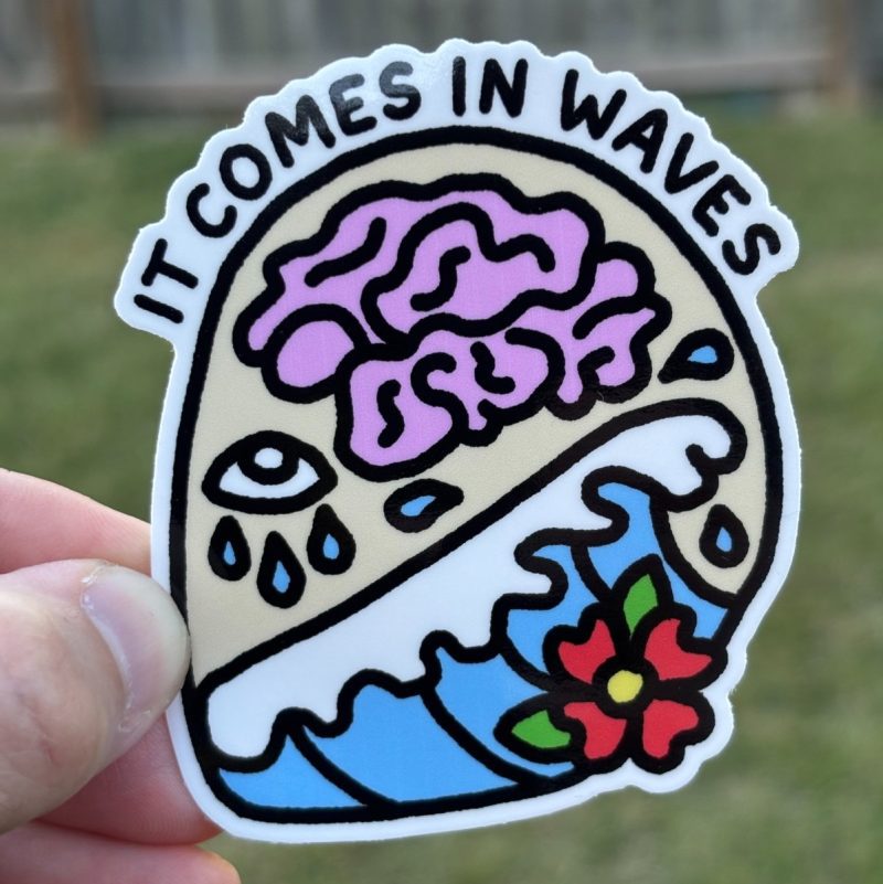 it comes in waves skull sticker sticker 970713