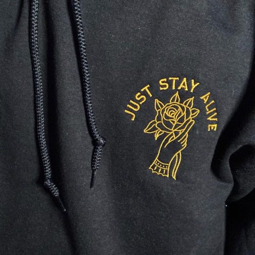 just stay alive embroidered hoodie hooded sweatshirt 997540