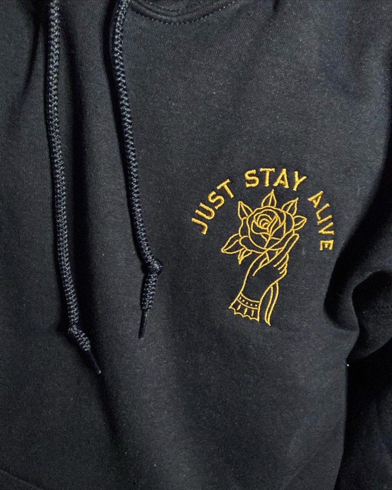 just stay alive embroidered hoodie hooded sweatshirt 997540