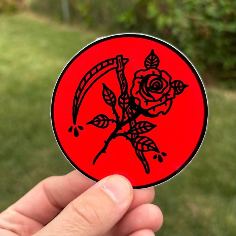 scythe and rose sticker sticker 728862